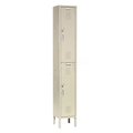 Global Industrial Double Tier Locker, 12x15x36, 2 Door Unassembled, Tan 652046TN